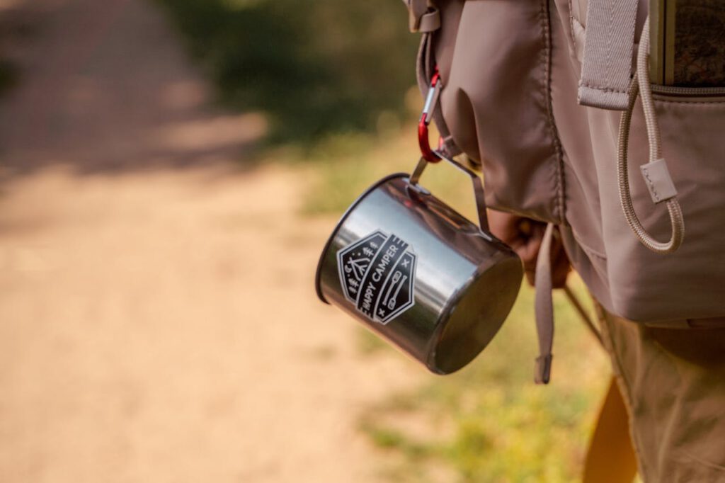 Backpack with a Hanging Mug